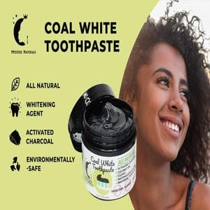 Coal White Toothpaste, Teeth Whitening Charcoal Toothpaste, Natural Toothpaste with Activated Charcoal, Fluoride Free Toothpaste for Oral Care (1 oz) Mysteek Naturals