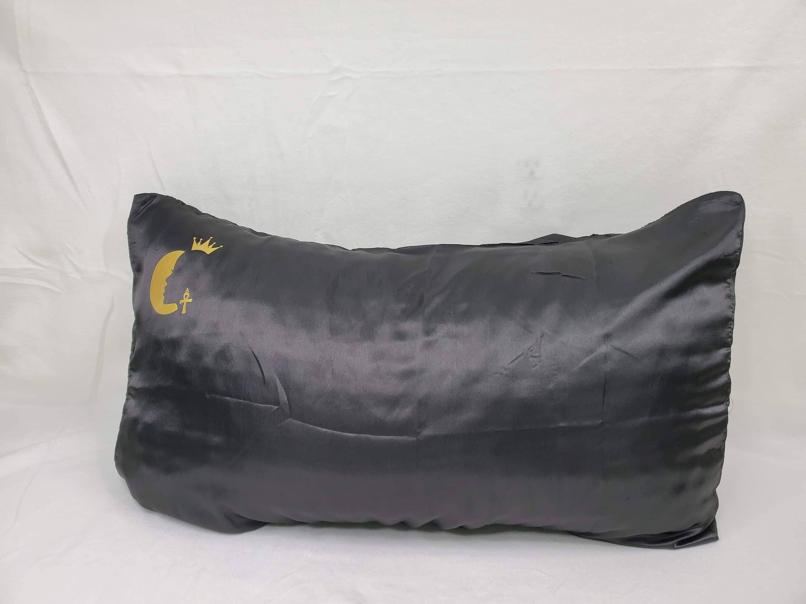 100% Messaline Satin Pillowcase Mysteek Naturals Black 2pc Pillowcase Set
