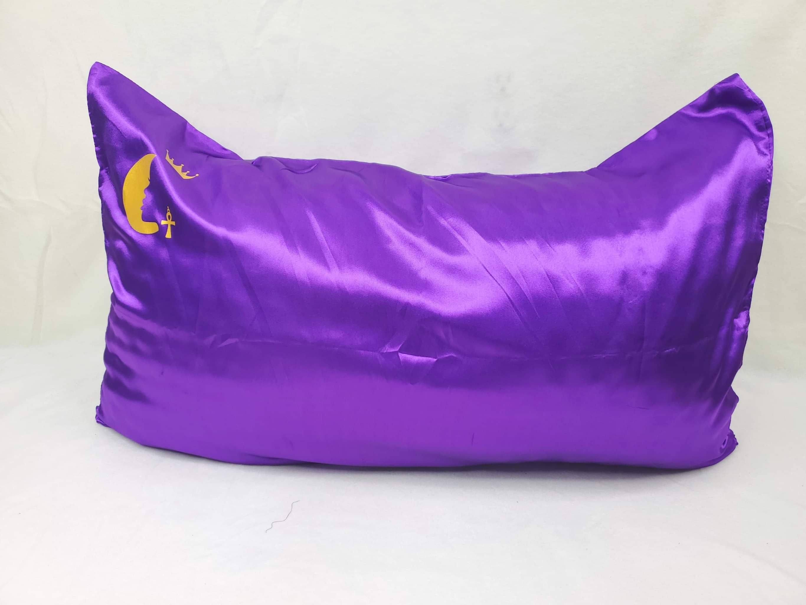 100% Messaline Satin Pillowcase Mysteek Naturals Purple 2pc Pillowcase Set