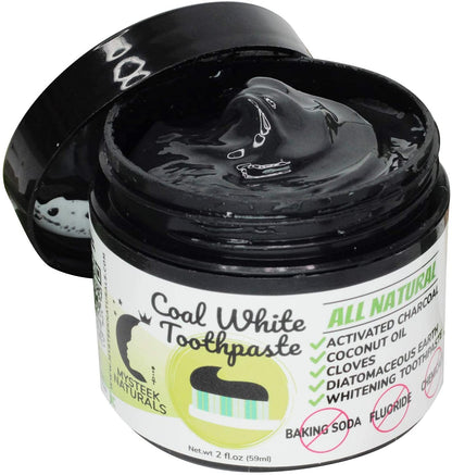 Coal White Toothpaste, Teeth Whitening Charcoal Toothpaste, Natural Toothpaste with Activated Charcoal, Fluoride Free Toothpaste for Oral Care (2 oz) Mysteek Naturals 