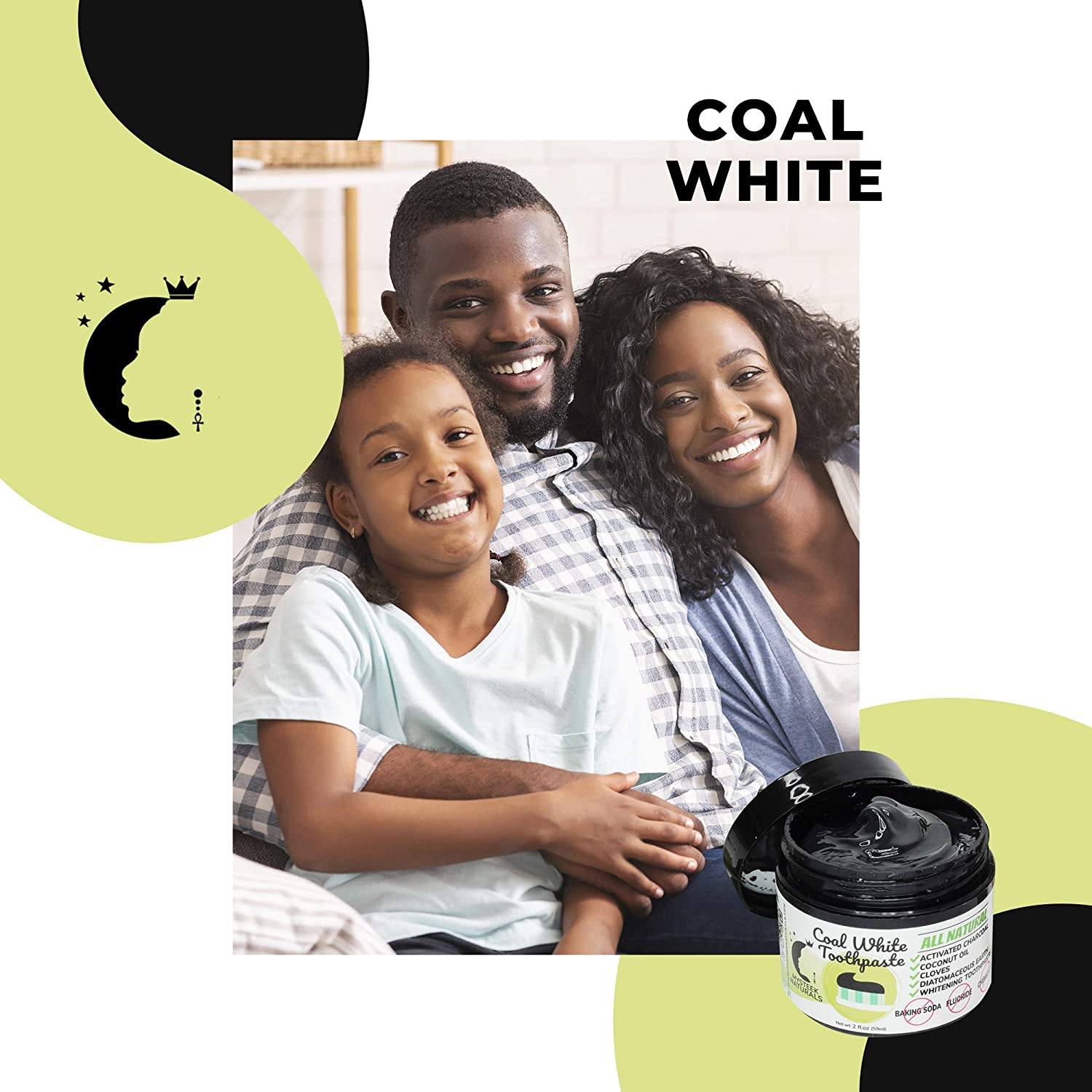 Coal White Toothpaste, Teeth Whitening Charcoal Toothpaste, Natural Toothpaste with Activated Charcoal, Fluoride Free Toothpaste for Oral Care (2 oz) Mysteek Naturals 